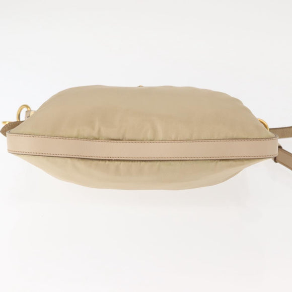 PRADA Shoulder Bag Nylon Leather Beige Auth ep11013