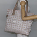 CHANEL New Wave Tote Bag Canvas Pink Silver CC Auth ep11016-22