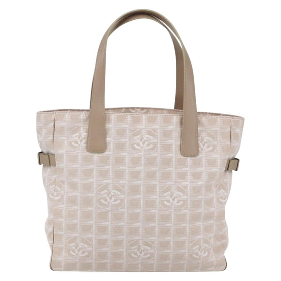 CHANEL New Wave Tote Bag Canvas Pink Silver CC Auth ep11016