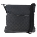 GUCCI GG Canvas Shoulder Bag Black Silver 145857 Auth ep11019-1