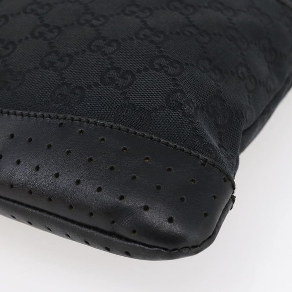 GUCCI GG Canvas Shoulder Bag Black Silver 145857 Auth ep11019