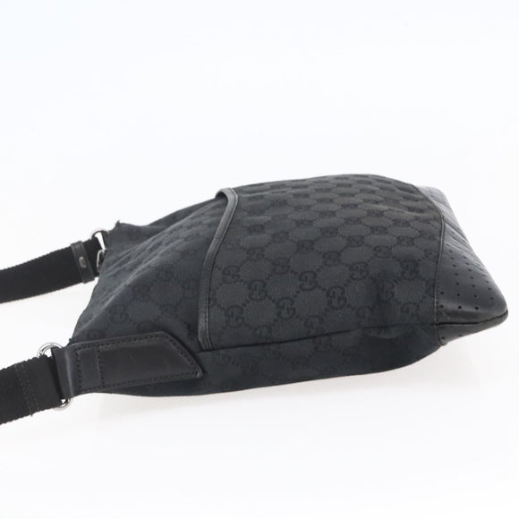 GUCCI GG Canvas Shoulder Bag Black Silver 145857 Auth ep11019