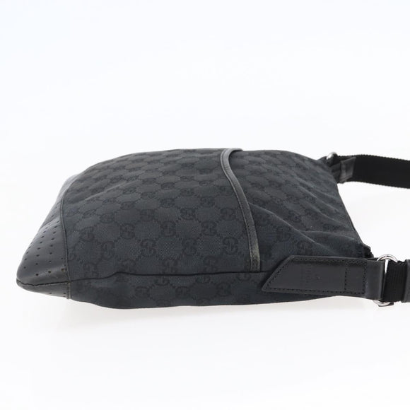 GUCCI GG Canvas Shoulder Bag Black Silver 145857 Auth ep11019