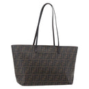 FENDI Zucca Canvas Tote Bag PVC Black Brown Auth ep11020-1