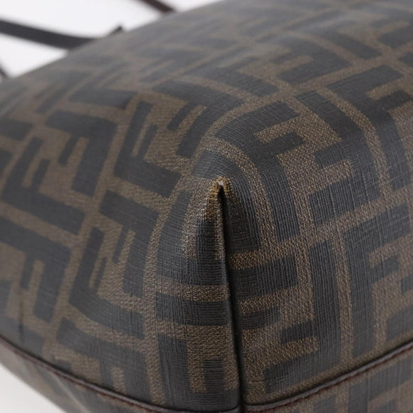 FENDI Zucca Canvas Tote Bag PVC Black Brown Auth ep11020