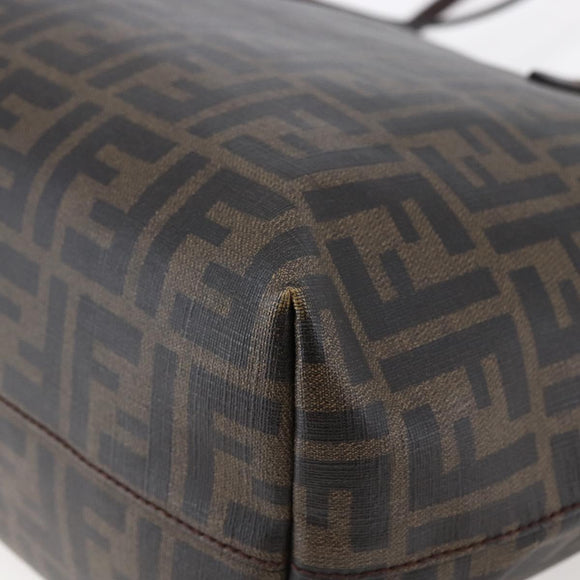 FENDI Zucca Canvas Tote Bag PVC Black Brown Auth ep11020