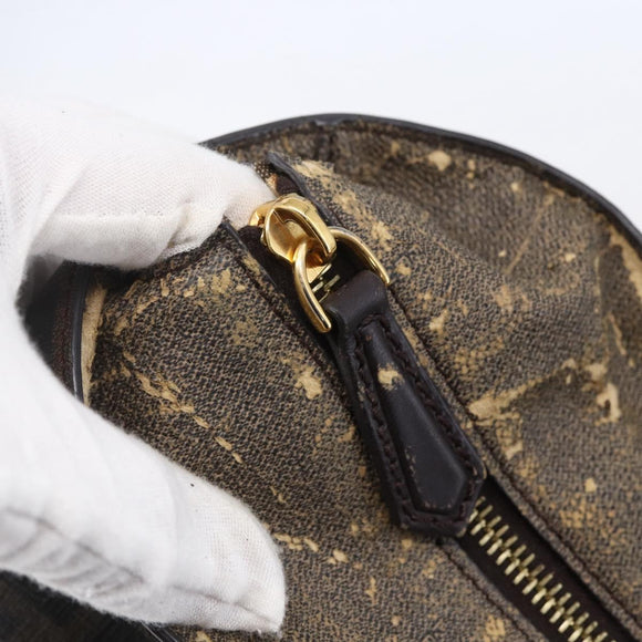 FENDI Zucca Canvas Tote Bag PVC Black Brown Auth ep11020