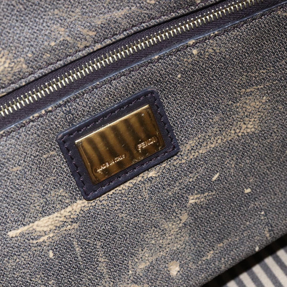 FENDI Zucca Canvas Tote Bag PVC Black Brown Auth ep11020