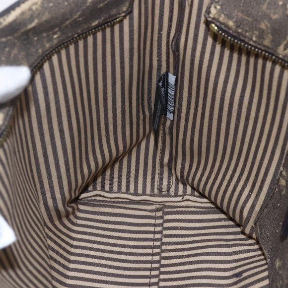 FENDI Zucca Canvas Tote Bag PVC Black Brown Auth ep11020