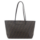 FENDI Zucca Canvas Tote Bag PVC Black Brown Auth ep11020-13