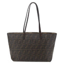 FENDI Zucca Canvas Tote Bag PVC Black Brown Auth ep11020-2