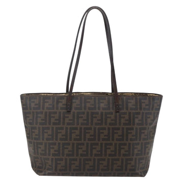 FENDI Zucca Canvas Tote Bag PVC Black Brown Auth ep11020 - 0