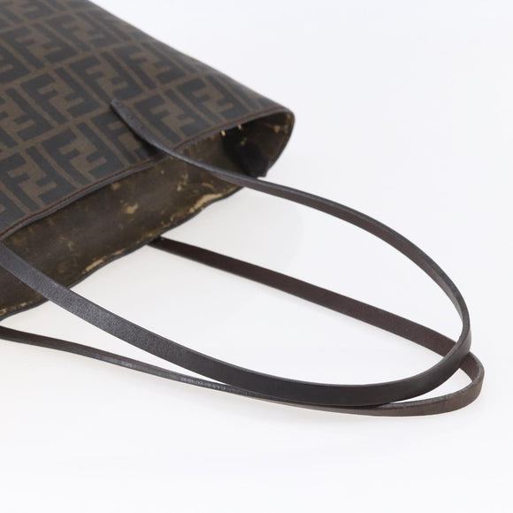 FENDI Zucca Canvas Tote Bag PVC Black Brown Auth ep11020
