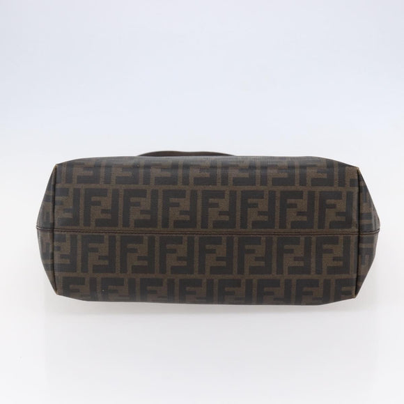 FENDI Zucca Canvas Tote Bag PVC Black Brown Auth ep11020