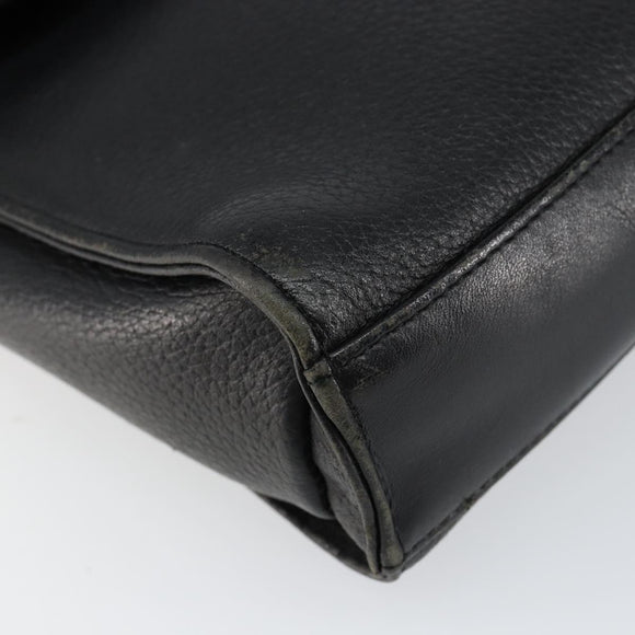 Burberrys Shoulder Bag Leather Black Gold Auth ep11023