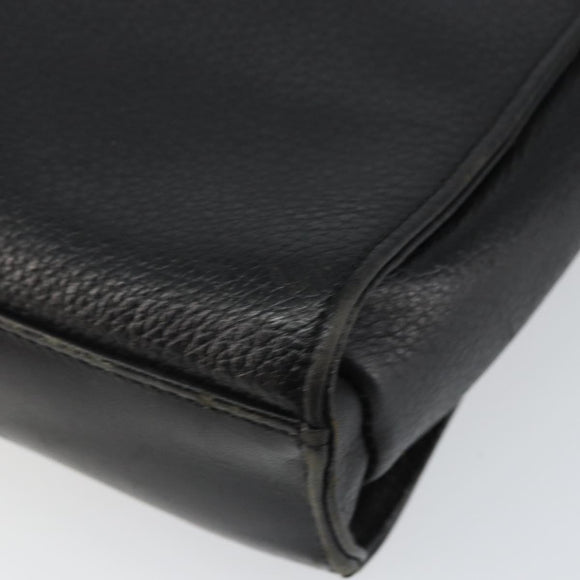 Burberrys Shoulder Bag Leather Black Gold Auth ep11023