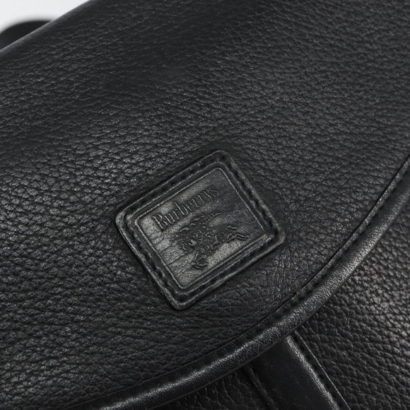 Burberrys Shoulder Bag Leather Black Gold Auth ep11023