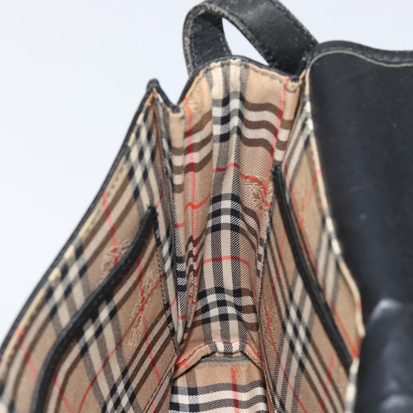 Burberrys Shoulder Bag Leather Black Gold Auth ep11023