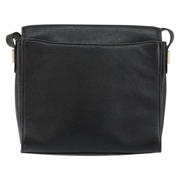 Burberrys Shoulder Bag Leather Black Gold Auth ep11023