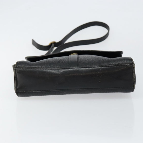 Burberrys Shoulder Bag Leather Black Gold Auth ep11023