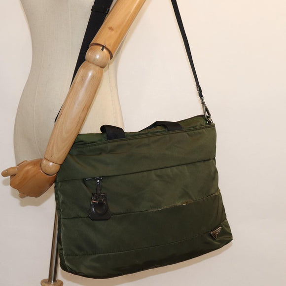 PRADA Hand Bag Nylon 2way Shoulder Bag Green Auth ep1103