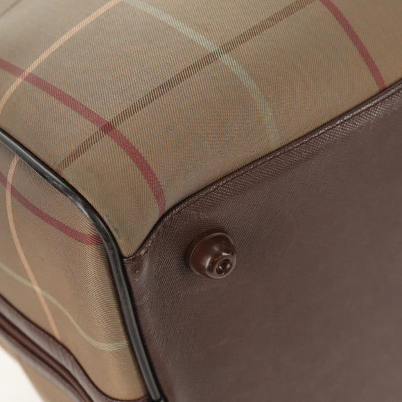 Burberrys Nova Check Boston Bag Canvas Beige Auth ep11031