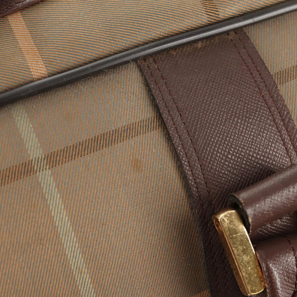 Burberrys Nova Check Boston Bag Canvas Beige Auth ep11031