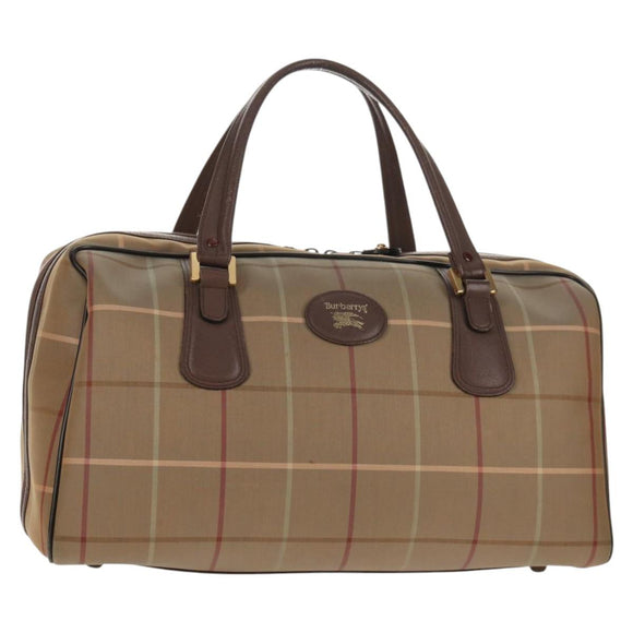 Burberrys Nova Check Boston Bag Canvas Beige Auth ep11031