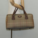 Burberrys Nova Check Boston Bag Canvas Beige Auth ep11031-23