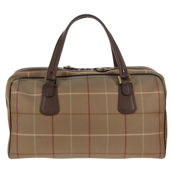 Burberrys Nova Check Boston Bag Canvas Beige Auth ep11031