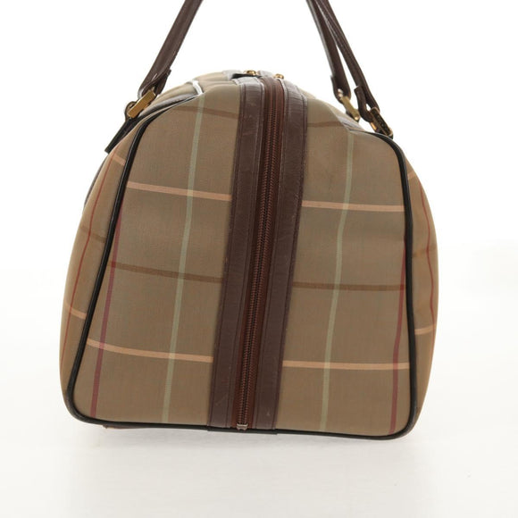 Burberrys Nova Check Boston Bag Canvas Beige Auth ep11031