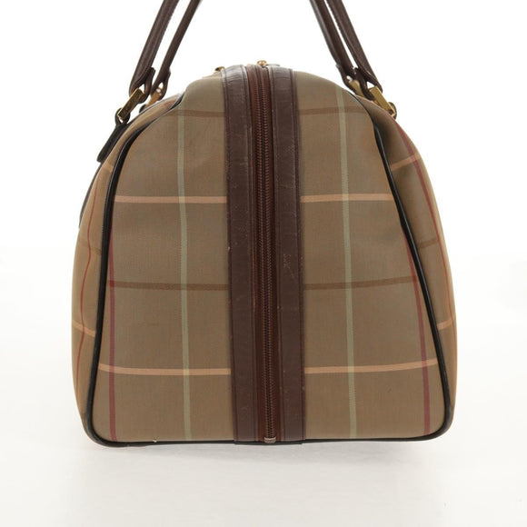 Burberrys Nova Check Boston Bag Canvas Beige Auth ep11031