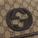 GUCCI GG Supreme Shoulder Bag PVC Leather Beige Brown Auth ep11034-19