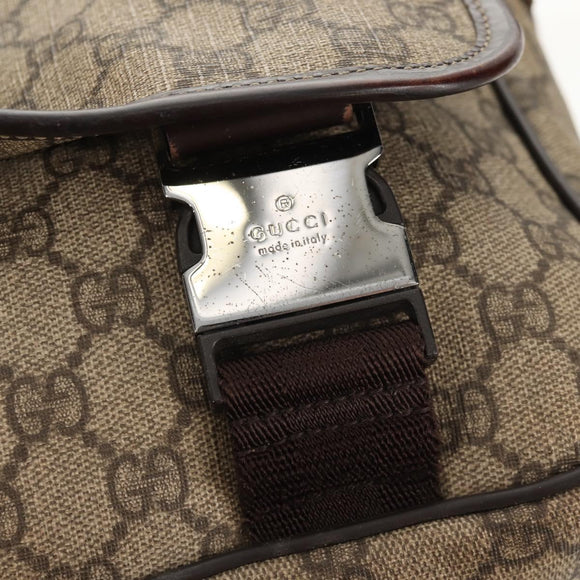 GUCCI GG Supreme Shoulder Bag PVC Leather Beige Brown Auth ep11034