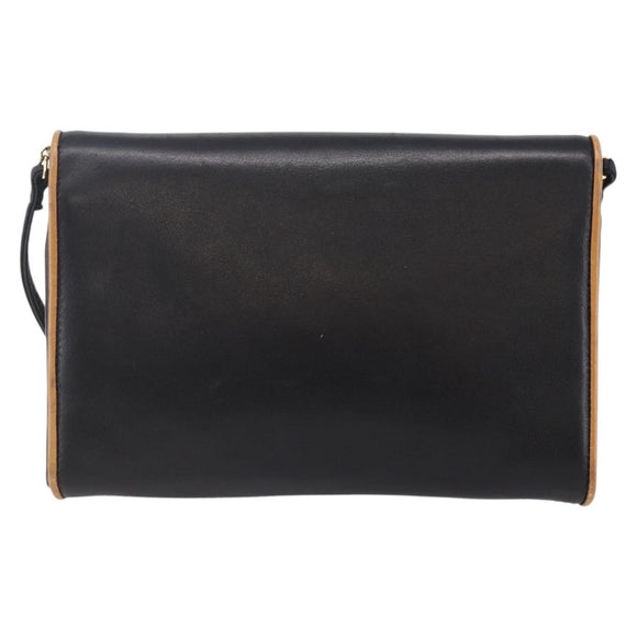 CELINE Shoulder Bag Leather Black Gold Auth ep11037