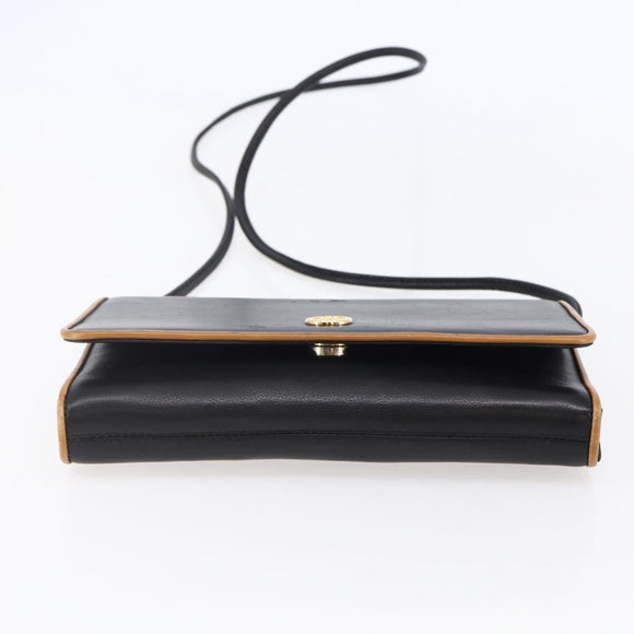 CELINE Shoulder Bag Leather Black Gold Auth ep11037