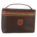 CELINE Macadam Canvas Vanity Pouch PVC Leather Brown Gold Auth ep11040-1