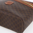 CELINE Macadam Canvas Vanity Pouch PVC Leather Brown Gold Auth ep11040-9