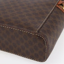 CELINE Macadam Canvas Vanity Pouch PVC Leather Brown Gold Auth ep11040-15