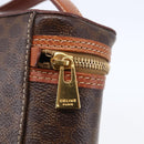 CELINE Macadam Canvas Vanity Pouch PVC Leather Brown Gold Auth ep11040-10