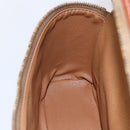 CELINE Macadam Canvas Vanity Pouch PVC Leather Brown Gold Auth ep11040-19