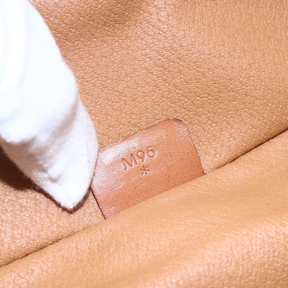 CELINE Macadam Canvas Vanity Pouch PVC Leather Brown Gold Auth ep11040