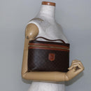 CELINE Macadam Canvas Vanity Pouch PVC Leather Brown Gold Auth ep11040-20