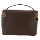 CELINE Macadam Canvas Vanity Pouch PVC Leather Brown Gold Auth ep11040-2