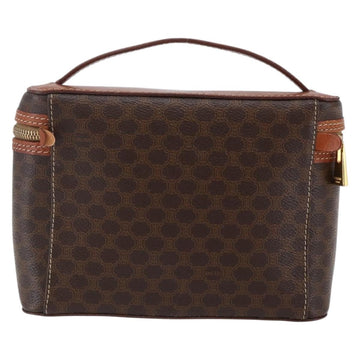 CELINE Macadam Canvas Vanity Pouch PVC Leather Brown Gold Auth ep11040 - 0