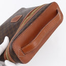 CELINE Macadam Canvas Vanity Pouch PVC Leather Brown Gold Auth ep11040-6