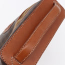 CELINE Macadam Canvas Vanity Pouch PVC Leather Brown Gold Auth ep11040-7