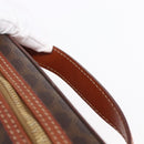 CELINE Macadam Canvas Vanity Pouch PVC Leather Brown Gold Auth ep11040-8