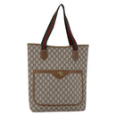 GUCCI GG Plus Supreme Web Sherry Line Tote Bag PVC Beige Gold Auth ep11042-1