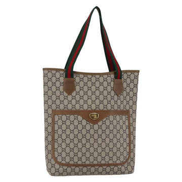 GUCCI GG Plus Supreme Web Sherry Line Tote Bag PVC Beige Gold Auth ep11042